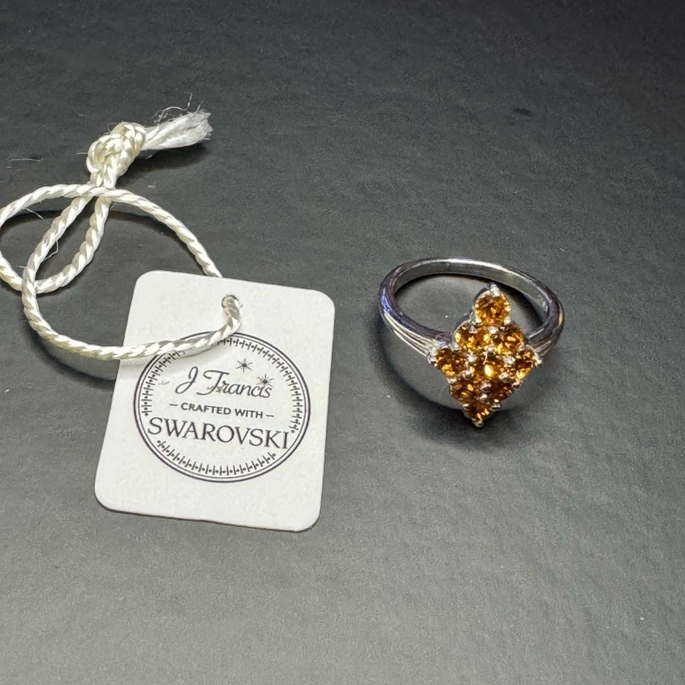 J Francis Ring Embellished with Topaz Color by Swarovski Gem - Picture 3 of 3